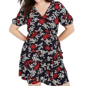 Madewell Ruffle-Wrap Dress in Hillside Daisies Print Size: 2